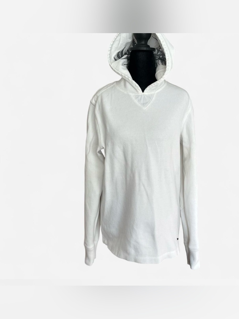 Express Men's White Thermal Knit Pullover Hoodie Small